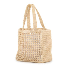 将图像加载到图库查看器中，PRADA Crochet Logo Raffia Tote Natural/Black1BG444_2A2T_F0018 StrawWicker Size Small
