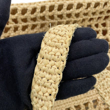 将图像加载到图库查看器中，PRADA Crochet Logo Raffia Tote Natural/Black1BG444_2A2T_F0018 StrawWicker Size Small
