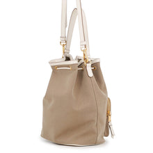 将图像加载到图库查看器中，PRADA Logo Jacquard 2-way Bucket Bag Brown/White1BH097_UCW_F0YSE Canvas Leather
