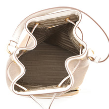 将图像加载到图库查看器中，PRADA Logo Jacquard 2-way Bucket Bag Brown/White1BH097_UCW_F0YSE Canvas Leather
