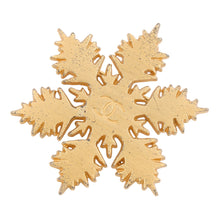 Load image into Gallery viewer, CHANEL CC Logo Snowflake Brooch Gold Metal

