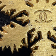 Load image into Gallery viewer, CHANEL CC Logo Snowflake Brooch Gold Metal
