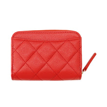 将图像加载到图库查看器中，CHANEL Matelasse Classic Zip Coin Purse RedAP0216 Caviar Leather
