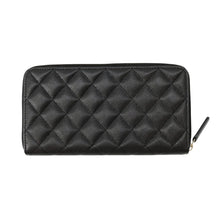 将图像加载到图库查看器中，CHANEL CC Logo Zip Around Long Wallet BlackAP3181 Caviar Leather
