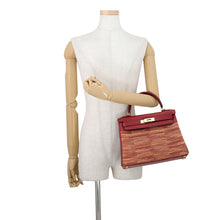 将图像加载到图库查看器中，HERMES Kelly Retourne Rouge Vif/Multicolor Vibrato Box Calf Leather Size 28
