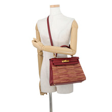 将图像加载到图库查看器中，HERMES Kelly Retourne Rouge Vif/Multicolor Vibrato Box Calf Leather Size 28

