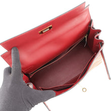 将图像加载到图库查看器中，HERMES Kelly Retourne Rouge Vif/Multicolor Vibrato Box Calf Leather Size 28
