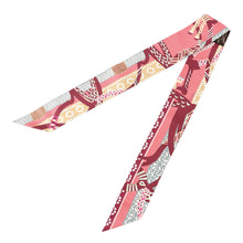 Load image into Gallery viewer, HERMES Twilly Fantasia d'Etriers Fantaisie d'Etriers Rosevif/Prune/Beige Silk100%
