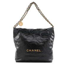 将图像加载到图库查看器中，CHANEL CHANEL 22 BlackAS3260 shiny calf Size Small
