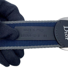 将图像加载到图库查看器中，Dior CD Icon Belt Three Tone Size 95/35 Deep Blue/White4582PDMBI Nylon Leather
