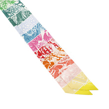 Load image into Gallery viewer, HERMES Twilly Jungle Love Righe Rainbow Vert/Rose/Multicolor Silk100%

