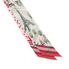将图像加载到图库查看器中，HERMES Twilly New Lovers in Paris Les Nouveaux Amoureux de Paris Rose Vif / Menthol / Bordeaux Silk100%
