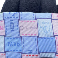 将图像加载到图库查看器中，HERMES Twilly Bolduc Check Blue Pearl / Rose Pearl / Aqua Silk100%
