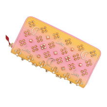 将图像加载到图库查看器中，Christian Louboutin W Panettone Studded Zip Around Wallet Pink/Yellow3245017 Calf Leather
