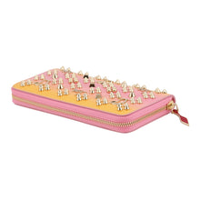 将图像加载到图库查看器中，Christian Louboutin W Panettone Studded Zip Around Wallet Pink/Yellow3245017 Calf Leather
