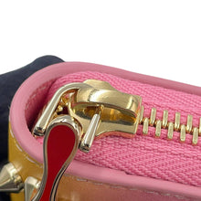 将图像加载到图库查看器中，Christian Louboutin W Panettone Studded Zip Around Wallet Pink/Yellow3245017 Calf Leather
