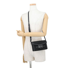将图像加载到图库查看器中，GUCCI Horsebit Jumbo GG Shoulder Bag Black699296 GG Canvas
