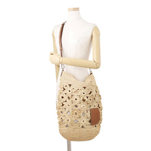 将图像加载到图库查看器中，LOEWE Crochet 2-way Shoulder Bag Beige Raffia
