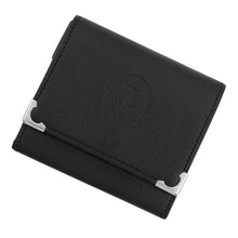 将图像加载到图库查看器中，CARTIER Must Do Square Coin Purse Black Leather
