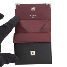 将图像加载到图库查看器中，CARTIER Must Do Square Coin Purse Black Leather
