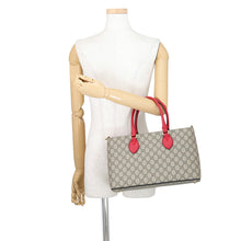 将图像加载到图库查看器中，GUCCI GG Supreme 2WAYBag Beige/Red/Pink409534 GG SupremeCanvas Leather
