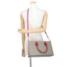 将图像加载到图库查看器中，GUCCI GG Supreme 2WAYBag Beige/Red/Pink409534 GG SupremeCanvas Leather
