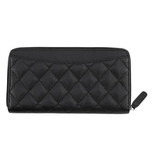 将图像加载到图库查看器中，CHANEL Matelasse Round Zip Long Wallet BlackAP0242 Caviar Leather
