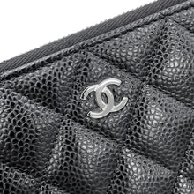 将图像加载到图库查看器中，CHANEL Matelasse Round Zip Long Wallet BlackAP0242 Caviar Leather
