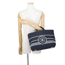 将图像加载到图库查看器中，CHANEL CC Logo 2wayTote Bag NavyA92240 Denim Leather
