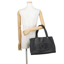 将图像加载到图库查看器中，CHANEL CC Logo Tote Bag BlackA46566 Caviar Leather
