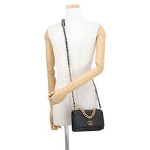 将图像加载到图库查看器中，CHANEL CHANEL19 Chain wallet BlackAS3267 Shiny Lambskin
