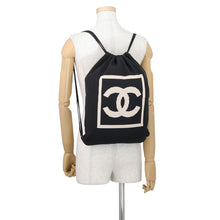 Load image into Gallery viewer, CHANEL CHANEL Sports drawstring bag Black/Beige Cotton
