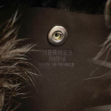 将图像加载到图库查看器中，HERMES Sac Tou Dou Moco Marron Fonce Suede Fur
