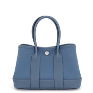 HERMES Neo Garden Blue Tempete Toile Officier Negonda Leather Size 23