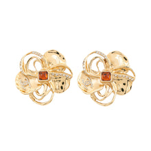 将图像加载到图库查看器中，CHANEL Camellia EarringABD305-B16659-NX996 Gold Plated Color Stone Rhinestone
