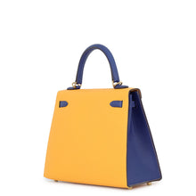 Load image into Gallery viewer, HERMES Kelly SPO Jaune d'or/Blue Royal Epsom Size 25

