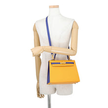 Load image into Gallery viewer, HERMES Kelly SPO Jaune d'or/Blue Royal Epsom Size 25
