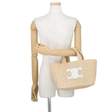 将图像加载到图库查看器中，CELINE Cabas Thais Natural/White116302FF7.01BC Raffia Leather Size Small
