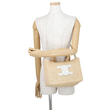 将图像加载到图库查看器中，CELINE Cabas Thais Natural/White116302FF7.01BC Raffia Leather Size Small
