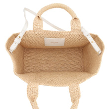 将图像加载到图库查看器中，CELINE Cabas Thais Natural/White116302FF7.01BC Raffia Leather Size Small
