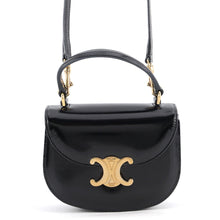 将图像加载到图库查看器中，CELINE Triomphe Boubas Claire 2-way Bag Black10L063GCJ.38NO Leather Size Mini
