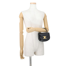 将图像加载到图库查看器中，CELINE Triomphe Boubas Claire 2-way Bag Black10L063GCJ.38NO Leather Size Mini
