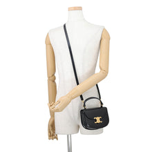 将图像加载到图库查看器中，CELINE Triomphe Boubas Claire 2-way Bag Black10L063GCJ.38NO Leather Size Mini
