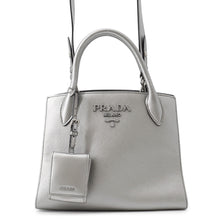 将图像加载到图库查看器中，PRADA 2WAYHandbag Silver1BA155 Leather
