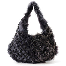 Load image into Gallery viewer, Bottega Veneta Hobo One Shoulder Bag Black/Purple Leather Fur
