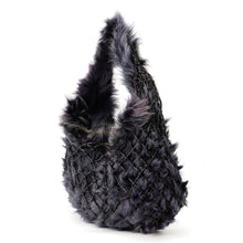 Load image into Gallery viewer, Bottega Veneta Hobo One Shoulder Bag Black/Purple Leather Fur
