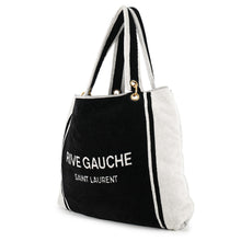 将图像加载到图库查看器中，SAINT LAURENT PARIS Rive Gauche Beach Towel Bag Black/White735067 Cotton
