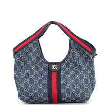 Load image into Gallery viewer, GUCCI Gilio Cherie Line 2WAY Bag Blue860845 GGDenim Size Small
