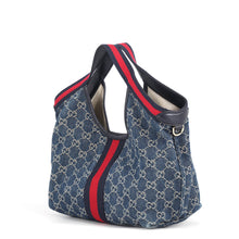 Load image into Gallery viewer, GUCCI Gilio Cherie Line 2WAY Bag Blue860845 GGDenim Size Small
