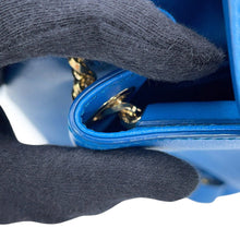 将图像加载到图库查看器中，Ferragamo Vara Ribbon Drawstring Bag Chain Shoulder Blue21H491 Leather
